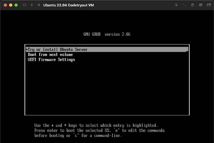 Ubuntu VM starting the installation