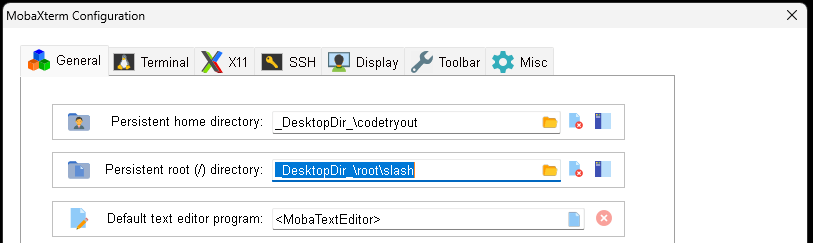 MobaxTerm set persistent home directories for user home and root