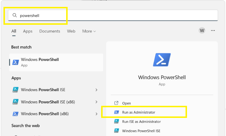 Open PowerShell - Run as Administrator