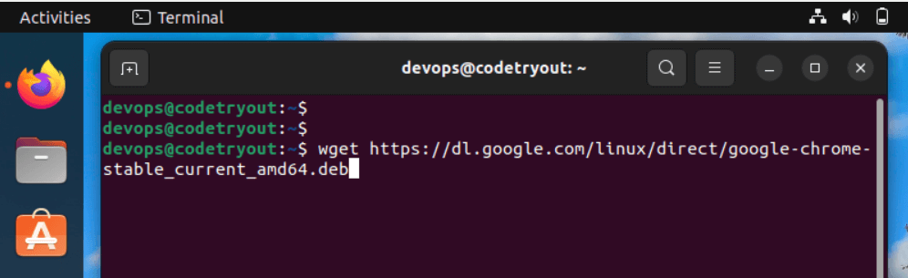 downloading Google chrome in Ubuntu.