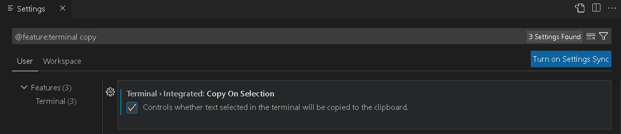 Enable text-copy action by selection from the settings